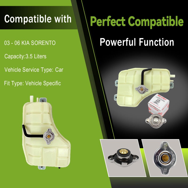 CNS Coolant Reservoir Tank with Cap Compatible with 03 - 06 KIA SORENTO 3.5L (3497cc) DOHC V6 24V, "SIGMA G6AU" - Image 3